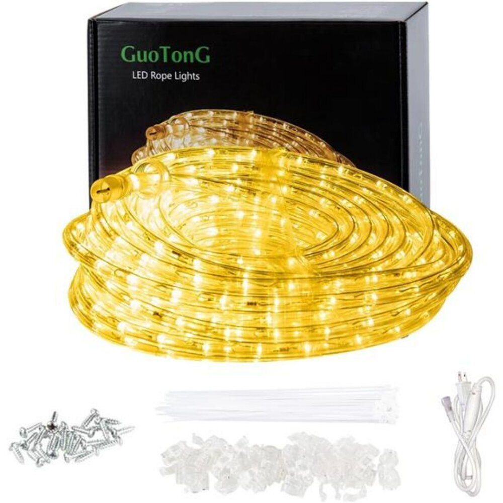 50ft warm white LED rope lights waterproof connectable outdoor indoor decorative